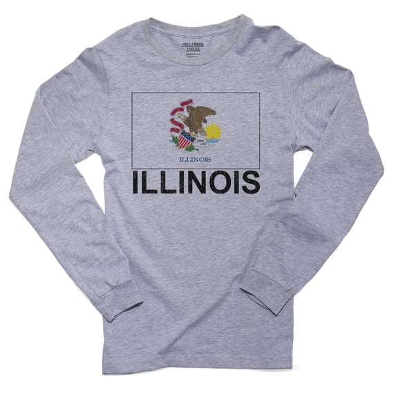 Illinois State Flag - Special Vintage Edition Men's Long Sleeve Grey T-Shirt