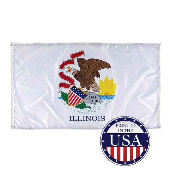 Illinois State Flags - 3ft x 5ft Knitted Polyester, State Flag Collection, Made in The USA