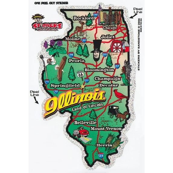 Illinois State Map Die Cut Sticker