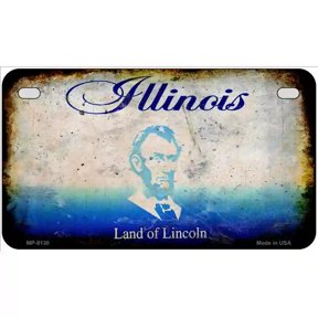 Illinois State Rusty Novelty Metal License Plate 7" x 4" Motorcycle (MP)