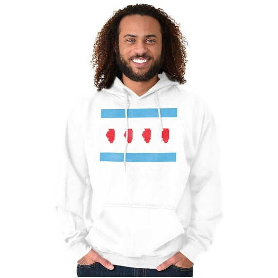 Illinois State Shape Pennant Flag Unisex Plus Fleece Graphic Hoodie Brisco Brands 2X