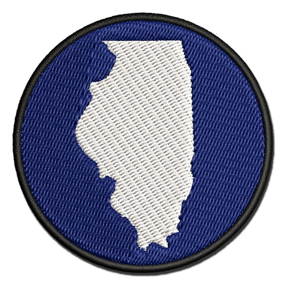 Illinois State Silhouette Applique Multi-Color Embroidered Hook & Loop Patch - 3.5 Inch Large