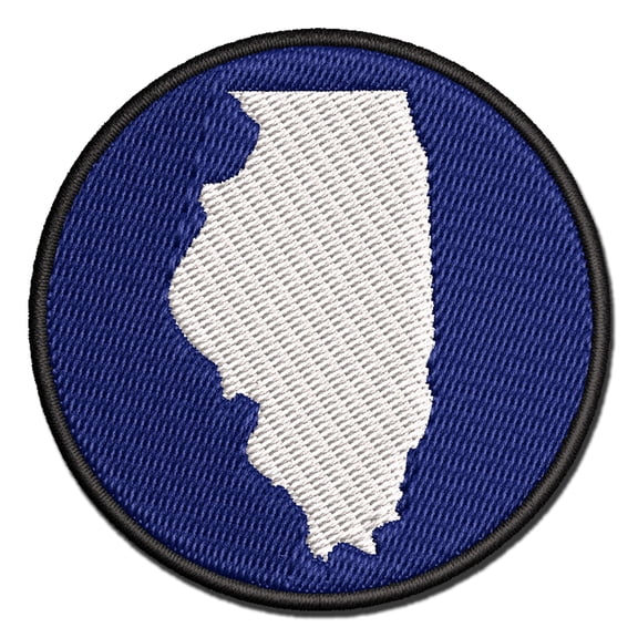 Illinois State Silhouette Applique Multi-Color Embroidered Iron-On Patch - 3 Inch Medium