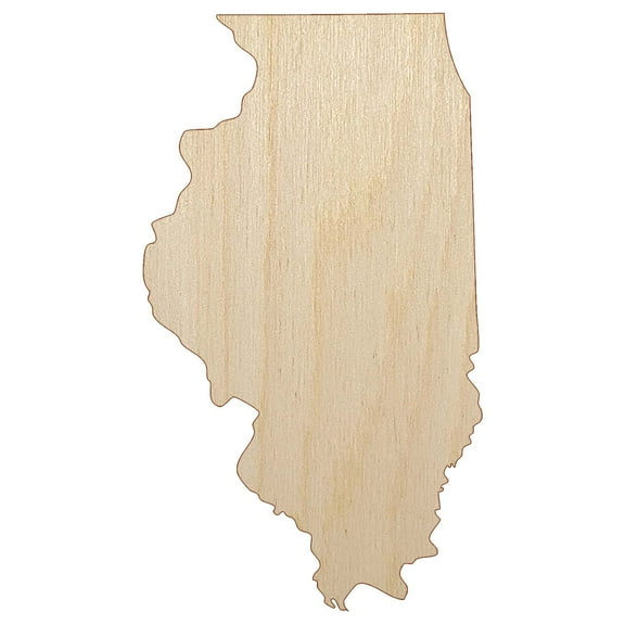 Illinois State Silhouette Wood Shape Unfinished Piece Cutout Craft DIY Projects - 4.70 Inch Size - 1/8 Inch Thick