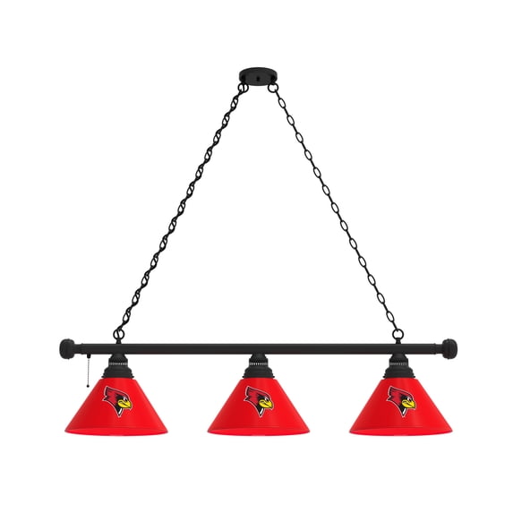 Illinois State University 3 Shade Billiard Light with Black Fixture