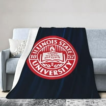 Illinois State University Logo Fleece Blanket, Very Soft Microfiber Flannel Blanket for Couch Warm and Cozy for All Seasons