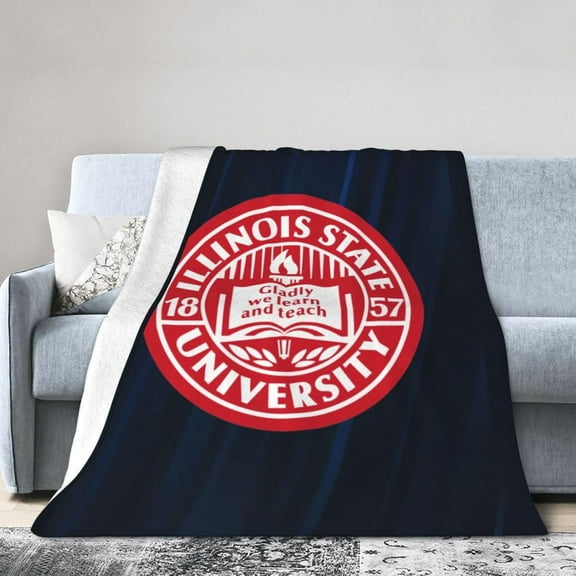 Illinois State University Logo Fleece Blanket, Very Soft Microfiber Flannel Blanket for Couch Warm and Cozy for All Seasons