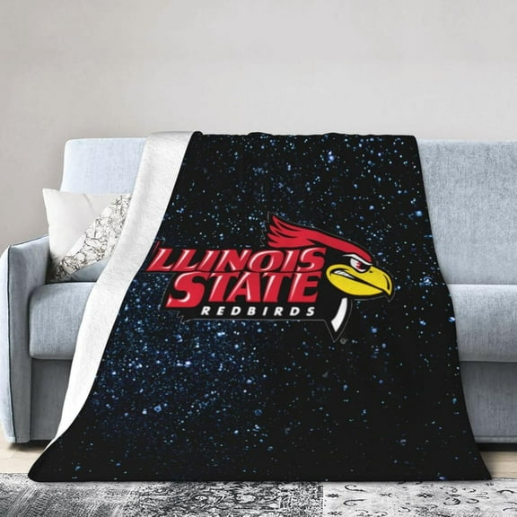 Illinois State University Logo Fleece Blanket, Very Soft Microfiber Flannel Blanket for Couch Warm and Cozy for All Seasons