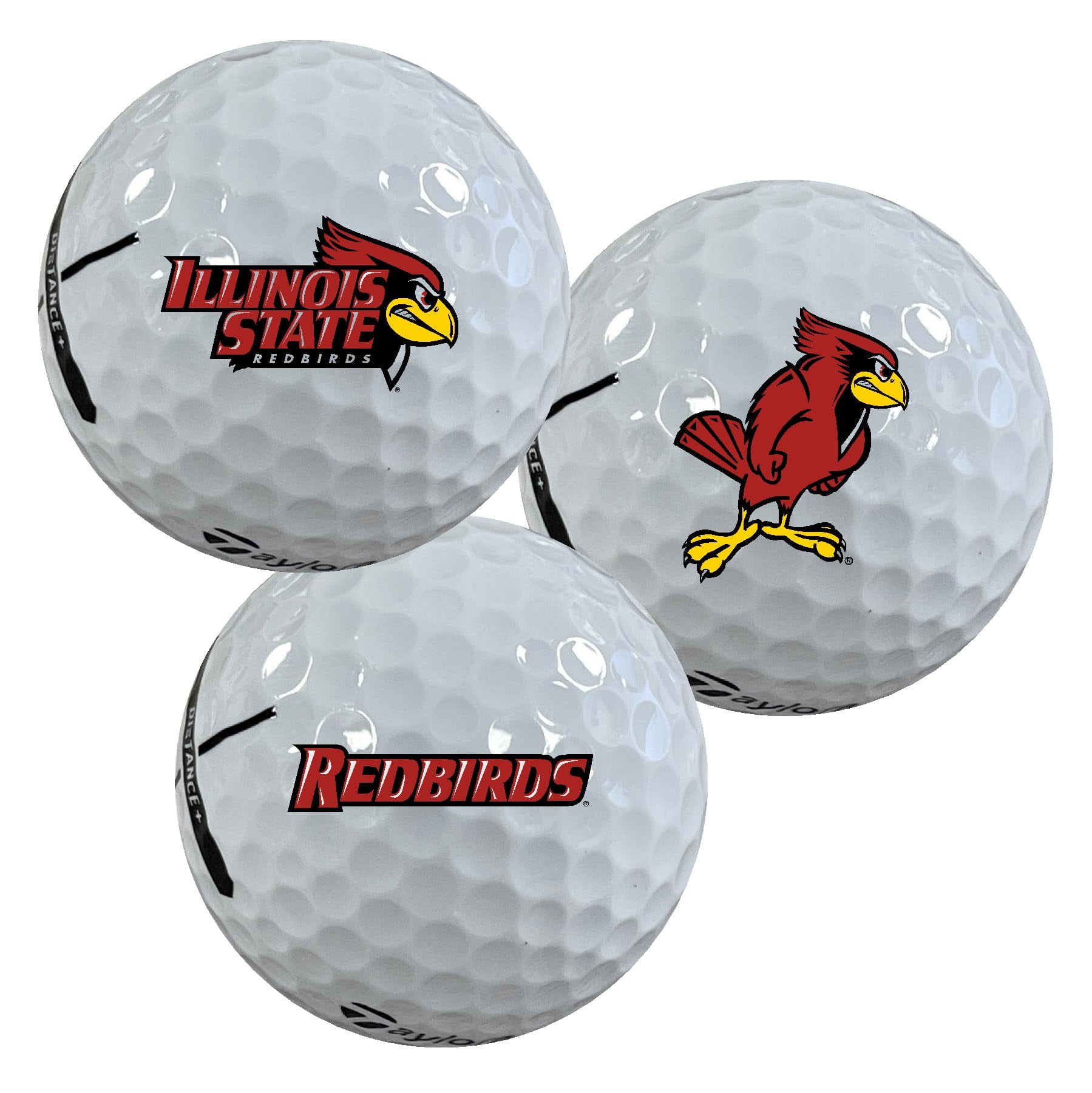 Illinois State University Redbirds Logo Edition Officially Licensed NCAA Taylormade Distance+ Golf Balls 12-Pack (Dozen)