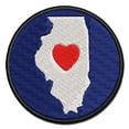 thumbnail image 1 of Illinois State with Heart Applique Multi-Color Embroidered Iron-On Patch - 3 Inch Medium, 1 of 5