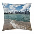 thumbnail image 1 of Illinois Throw Pillow Cushion Cover, Michigan Lake Chicago Scenery in a Cloudy Day Skyline Urban Modern Cityscape, Decorative Square Accent Pillow Case, 18" X 18", Multicolour, by Ambesonne, 1 of 2