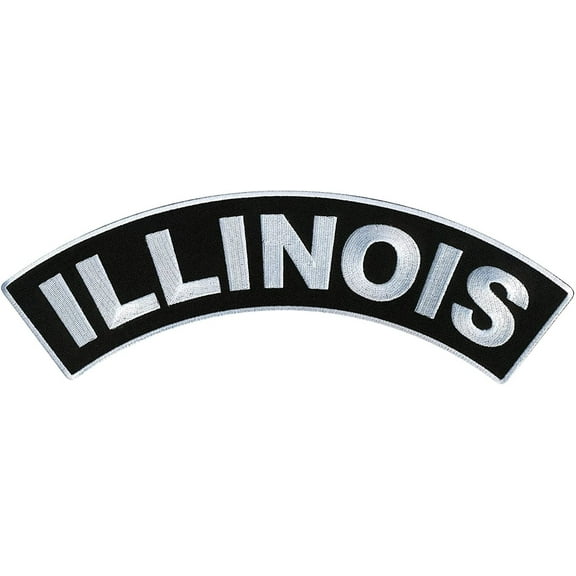 Illinois Top Rocker - High Thread Embroidered Iron-on/Sew-on Biker's Large Rayon Patch - 12" x 3"