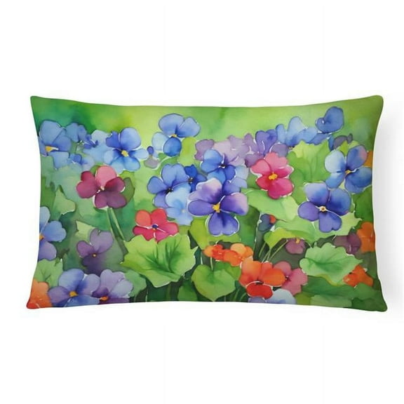 Illinois Violet in Watercolor Fabric Decorative Pillow 12 in x 16 in