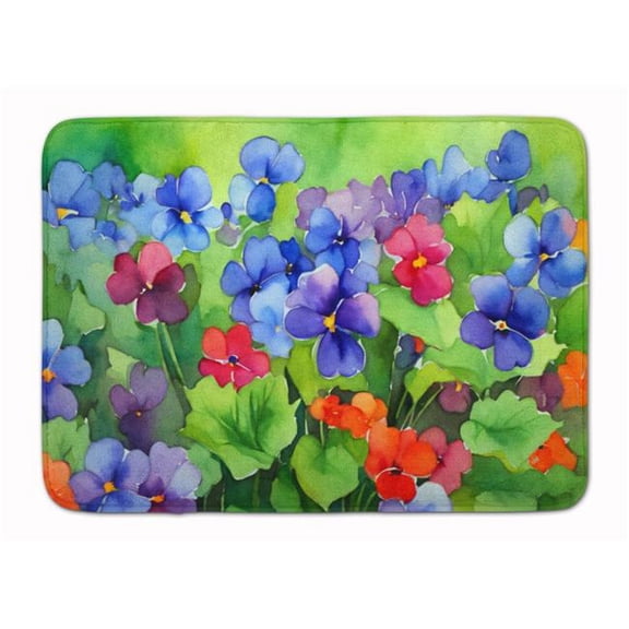 Illinois Violet in Watercolor Memory Foam Kitchen Mat 27 in x 19 in