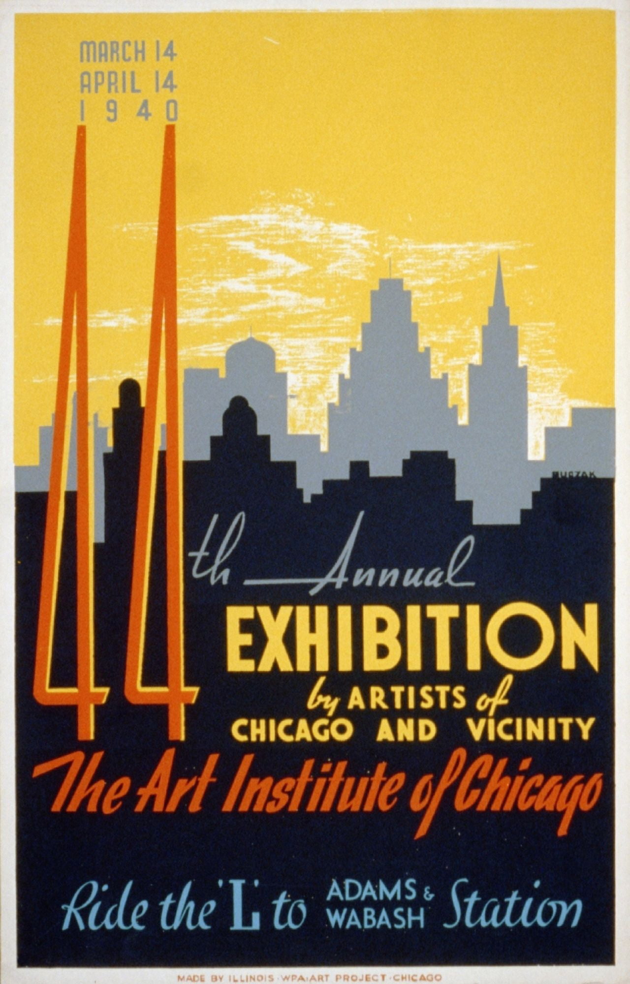 Illinois WPA Art Project 1940 44th annual exhibition by artists of Chicago Canvas Art - John Buczak (24 x 36)