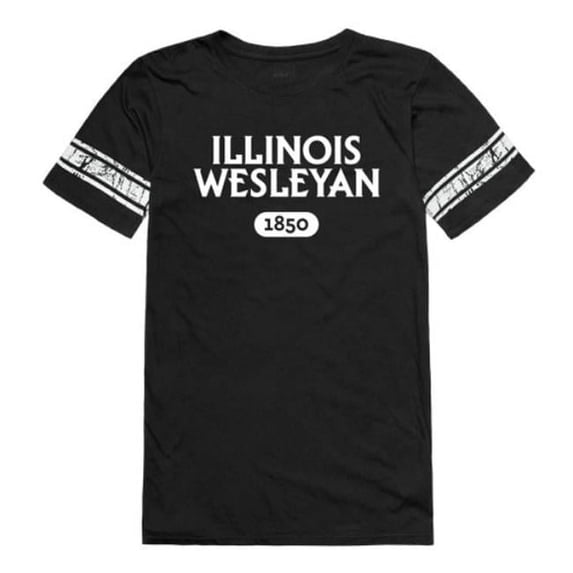 Illinois Wesleyan University Titans Women Property Football T-Shirt, Black - Medium