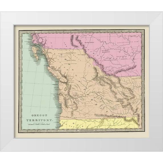 Illman 14x12 White Modern Wood Framed Museum Art Print Titled - Oregon Territory - Illman 1833