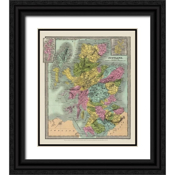Illman 20x23 Black Ornate Wood Framed with Double Matting Museum Art Print Titled - Scotland - Illman 1834