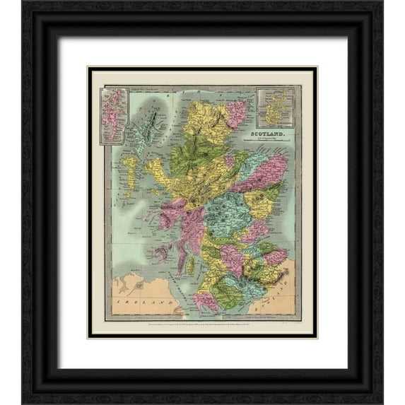 Illman 26x30 Black Ornate Wood Framed with Double Matting Museum Art Print Titled - Scotland - Illman 1834