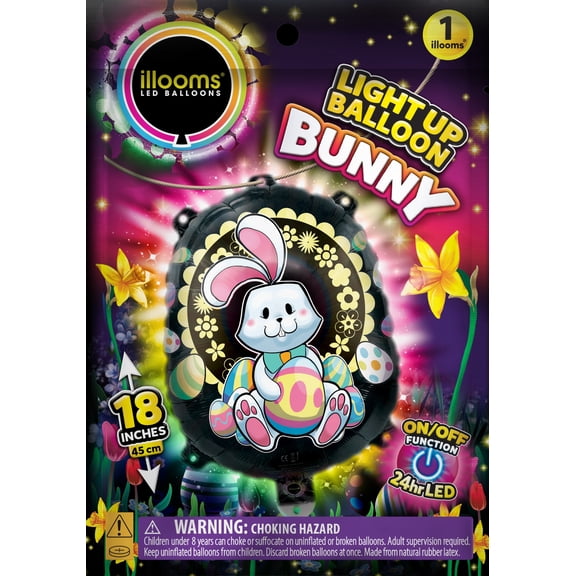 illooms Eco Air Easter Bunny Balloon, White, 18 inch Freestanding Air-Filled Recyclable Foil-Style Balloon, 1 pack