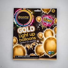 illooms LED Light-Up Latex Party Balloons, Metallic Gold, 15 pack