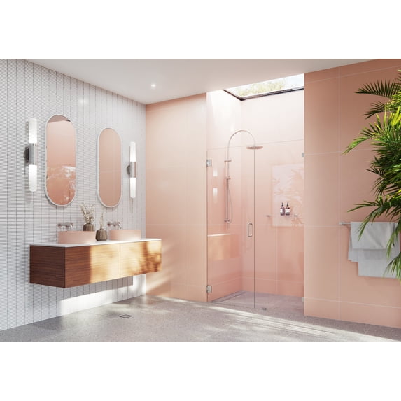 Illume 51.75 in. x 78 in. Wall Hinged Glass Shower Enclosure