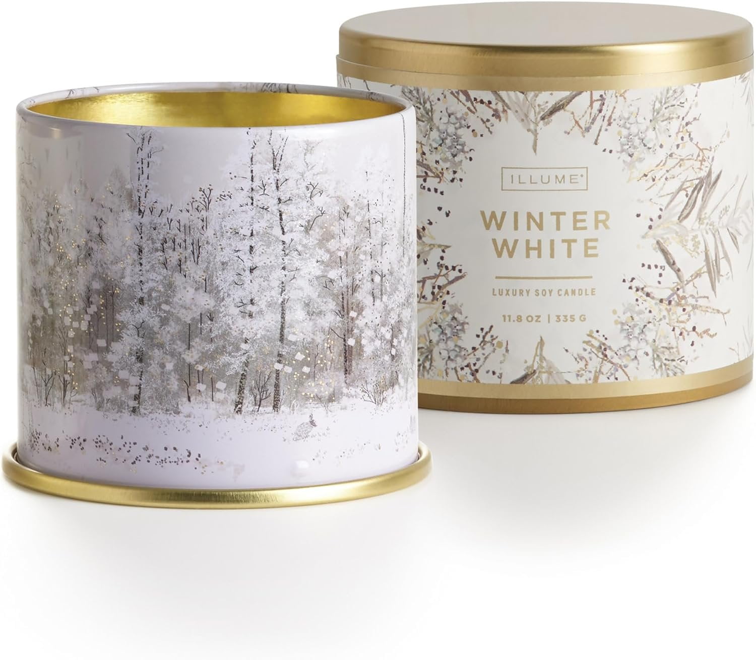 Winter White Luxury Soy Candle in Decorative Tin