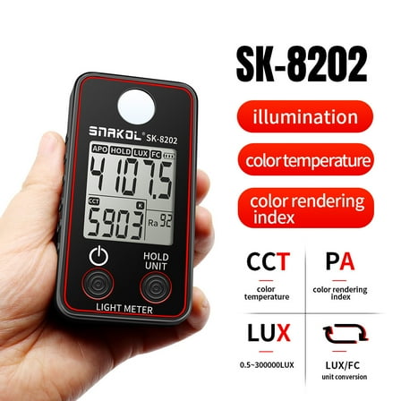 Illuminance Meter,Color Temperature Tester Precise Meter 0.5-300000lux Led Test Meter