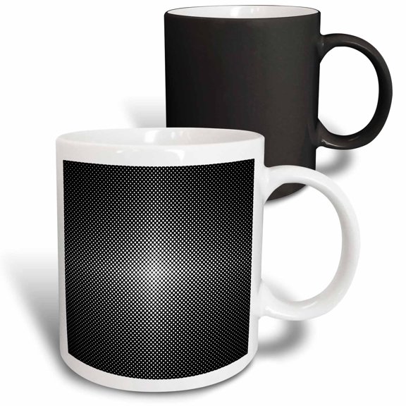3drose, Illuminant Polka Dot Pattern - Black and White Halftone Design, 11oz Magic Transforming Mug