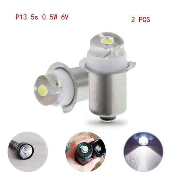 Illuminate Your Path With 2Pcs 34 56V 0 5W 6000K White Led P13 5S Replacement Bulb For Flashlight Lantern Torch