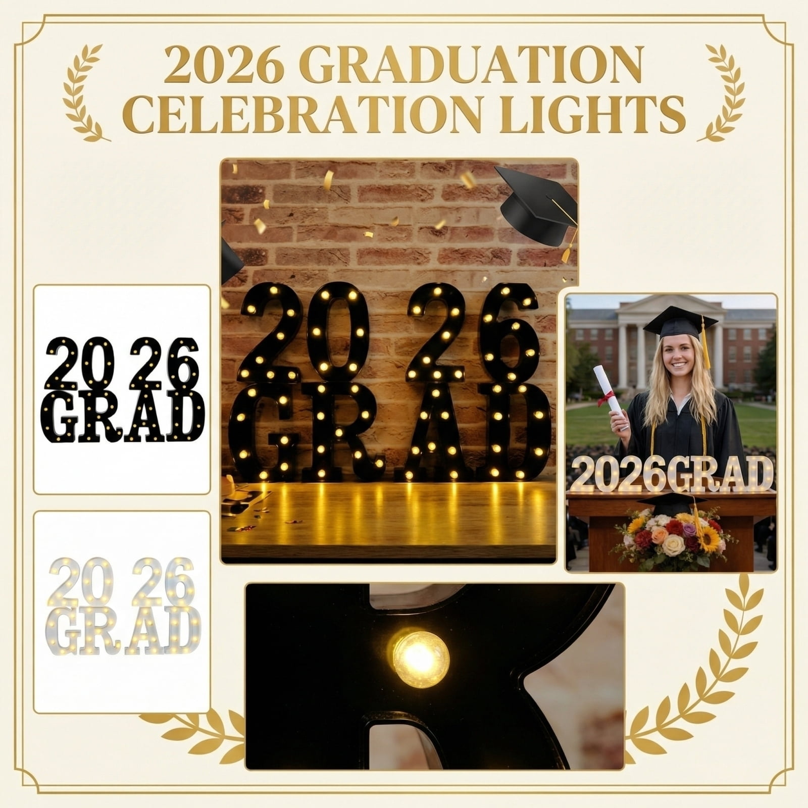 Graduation Led Version Illuminated 2026 Graduation Sign Light Up Marquee Letters Battery ...