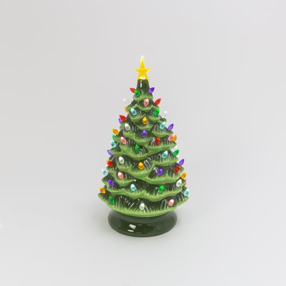 Illuminated 24 in H Battery Operated Lighted Musical Ceramic Christmas Tree