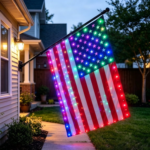 Illuminated 250Th Anniversary Usa Commemorative Flag 59.1X35.4" - Premium Led Edition, Patriotic Light Up Usa Flag With Colorful Led Stars, Decor For 4Th Of July Happy 2026!