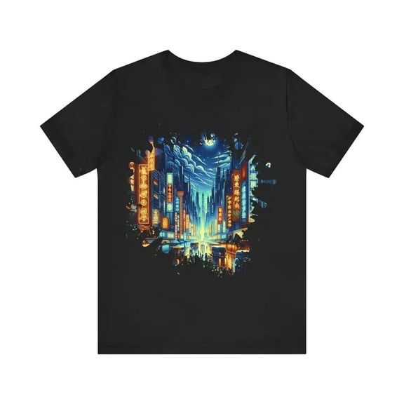 Illuminated Avenue under a Nocturnal Glow - Jersey Short Sleeve Tee