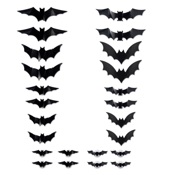 Bat Wall Decals with LED Light Adhesive PVC Window Clings Halloween Decoration Realistic Bat Sticker for Home Decoration