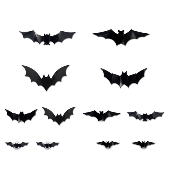Illuminated Bat Decals with LED Light Adhesive PVC Bat Sticker Halloween Decorations for Window Wall Home Decoration