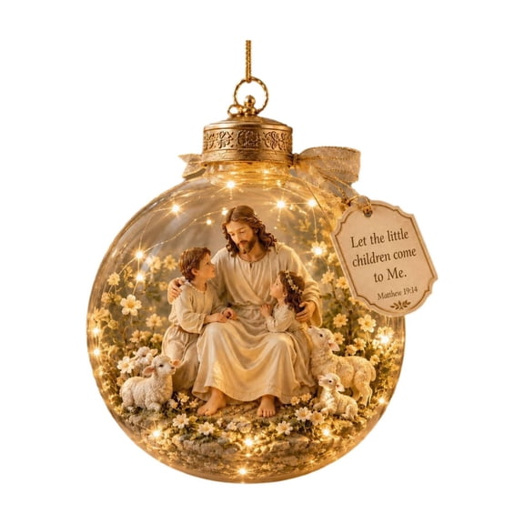 Illuminated Christian Scripture Keepsake Ornaments with Bible Verses, Lighted Hanging Globe Decor for Christmas Tree, Prayer Space Home Decoration with Faith Scenes 3.1Inch