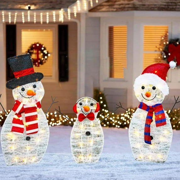 Illuminated Christmas Snowman Outdoor Decoration | Weather-Resistant Family Scene with Lights for Yard Garden Patio | Includes 1 Snowman Figure