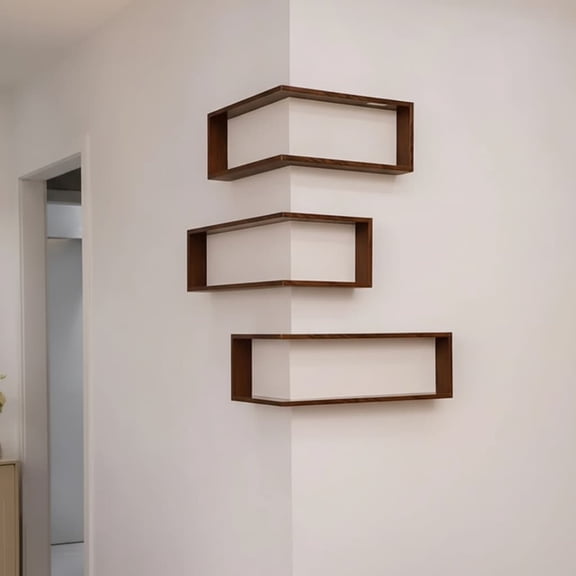 Illuminated Corner Shelf,Wall Mounted Corner Shelves with Light for Figurines and Collectibles,Display Stand for Ornaments with Lamp,Display Rack,Easy-to-Assemble