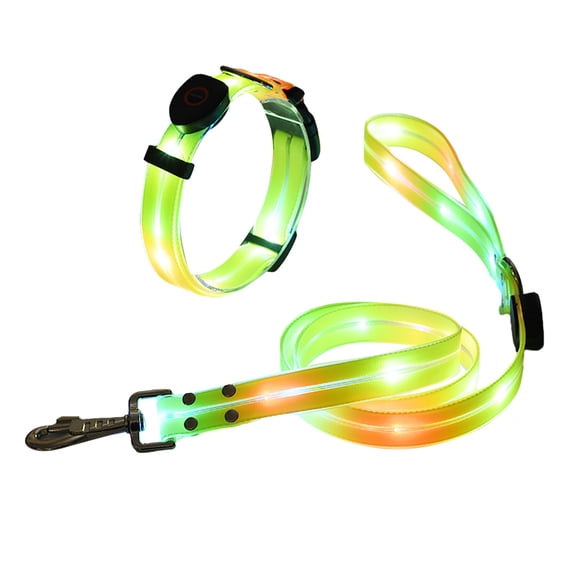 Illuminated Dog Leashes for Night Walks - USB Rechargeable, Long - Lasting Light, Reflective, Durable, with Collar, for Pet Safety