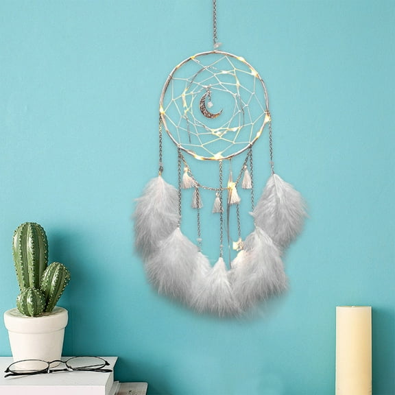 Illuminated Dreamcatcher Wind Chime, Handcrafted Iron Wall Hanging Decor with Soothing Sounds & Ambient Lighting for Bedroom, Nursery, Outdoor Spaces, Multicolor Wind Chime Chain
