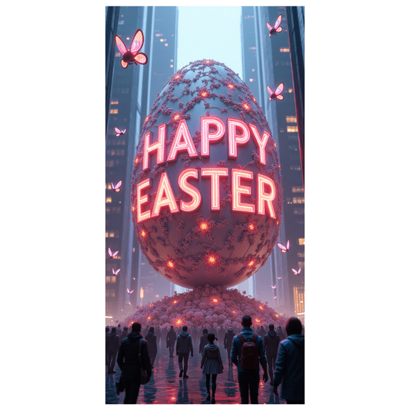 Illuminated Easter Themed Happy Easter Banner Background Backdrop with Bunny and Eggs Party Decorations for Easter Parties Family Gatherings Photography Props and Home Decor