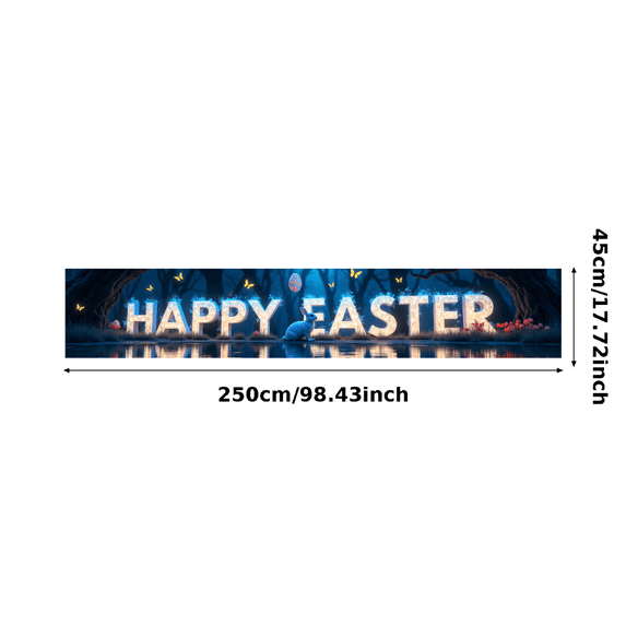 Illuminated Easter Themed Happy Easter Banner Background Backdrop with Bunny and Eggs Party Decorations for Easter Parties Family Gatherings Photography Props and Home Decor