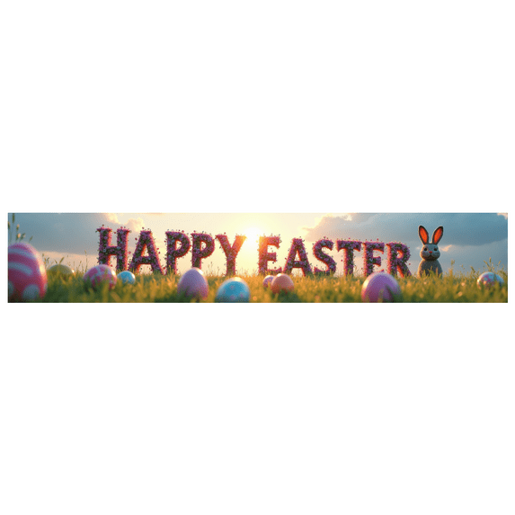 Illuminated Easter Themed Happy Easter Banner Background Backdrop with Bunny and Eggs Party Decorations for Easter Parties Family Gatherings Photography Props and Home Decor