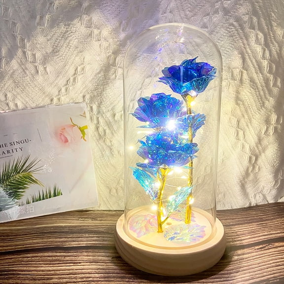Illuminated Eternal Rose Under Glass - Timeless Romantic Gift for Her (Valentine's, Christmas, Birthday, Mother's Day) - Perfect for Wife, Girlfriend, Mom