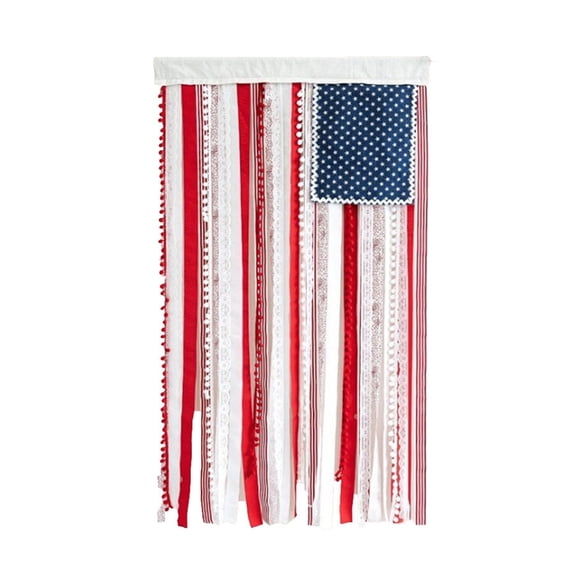 Illuminated Flagpole Banner with Built-in LED Lights, Polyester White 127cm, Red White Blue Pattern, Indoor Use, Festive Glow, Perfect for Independence Day.