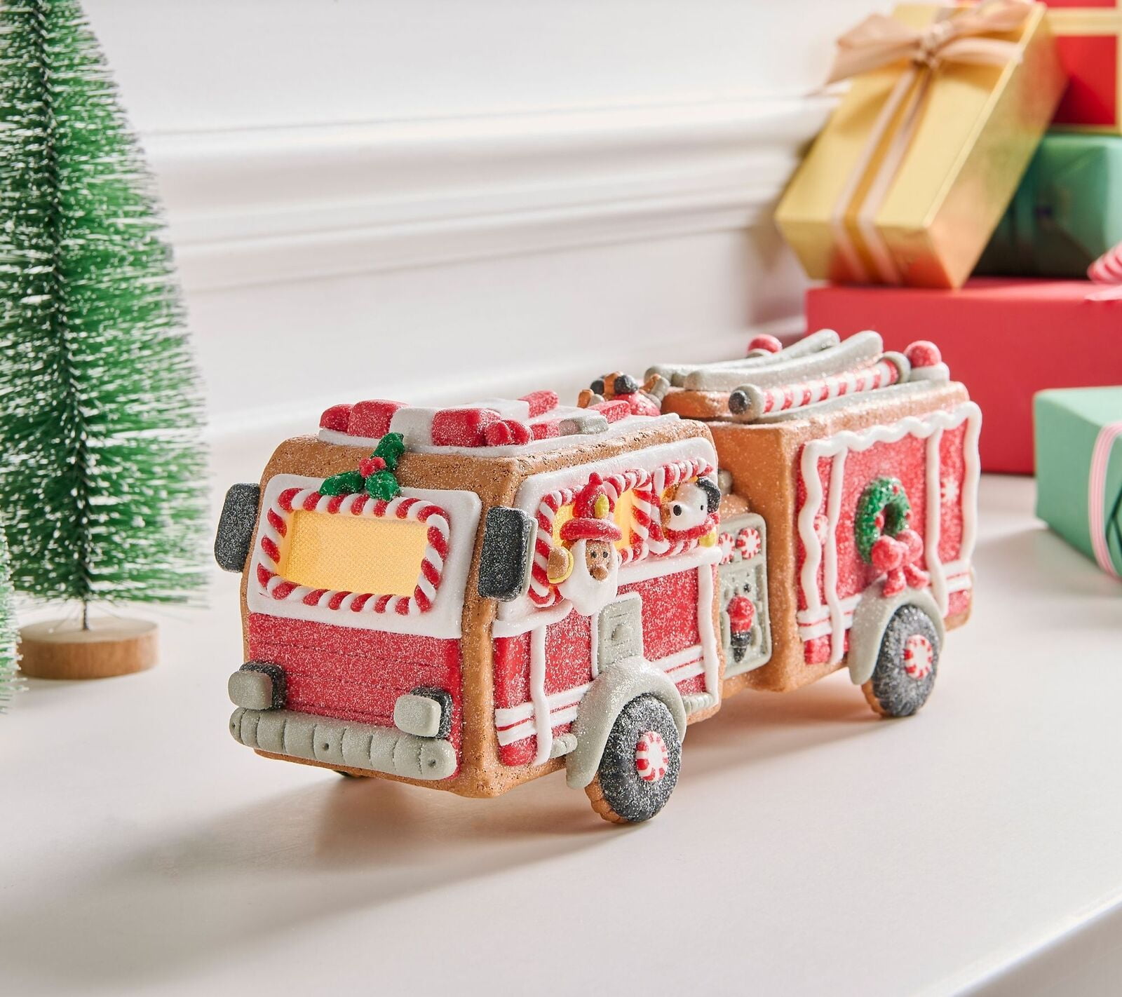 Illuminated Gingerbread Fire Truck by Valerie - Walmart.com