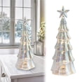 thumbnail image 1 of Illuminated Glass Christmas Tree Figurine, LED Light‑Up Mercury Glass Tabletop Tree, Battery Operated Xmas Centerpiece for Mantel Home Holiday Decoration, 1 of 5
