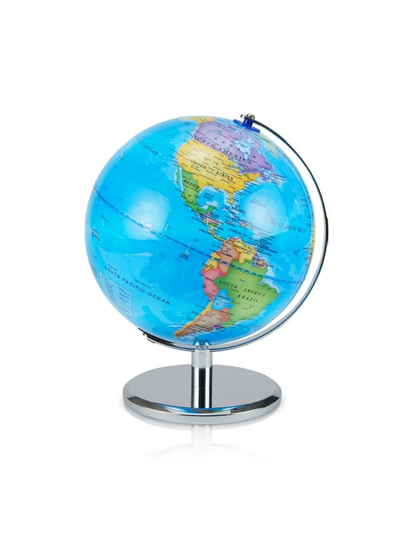 Illuminated Globe of the World with Stand 11”x9.5”– Rotating World Globe for Kids & Adults – Light Up Earth Lamp and Nightlight for Children – Educational Tool for Learning at Home & School