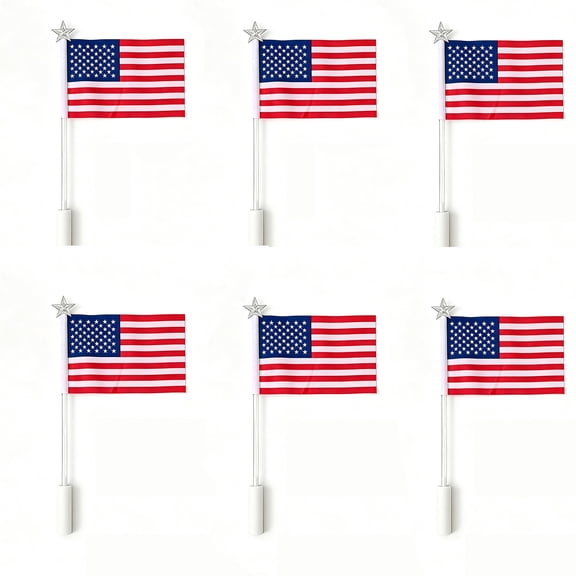Illuminated Independence Day Handheld Flag, 4th of July Light Up Patriotic Banner, LED Flashing American Flag for Parade, Party Decoration, 7.87x5.51 Inch